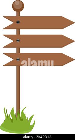 Old direction board, illustration, vector on a white background. Stock Vector