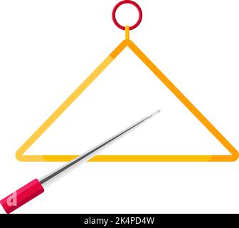 Yellow triangle instrument, illustration, vector on a white background. Stock Vector