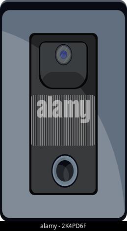 Doorbell with camera, illustration, vector on a white background. Stock Vector