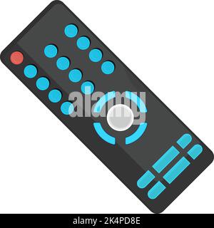 Tv remote with blue buttons, illustration, vector on a white background. Stock Vector