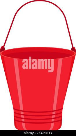 One red fire bucket, illustration, vector on a white background. Stock Vector