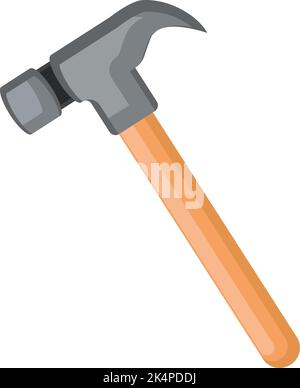 Old wooden handle hammer, illustration, vector on a white background. Stock Vector