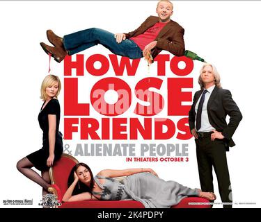 KIRSTEN DUNST, SIMON PEGG, MEGAN FOX, JEFF BRIDGES POSTER, HOW TO LOSE FRIENDS and ALIENATE PEOPLE, 2008 Stock Photo