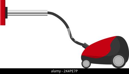 Red household vacuum cleaner, illustration, vector on a white background. Stock Vector