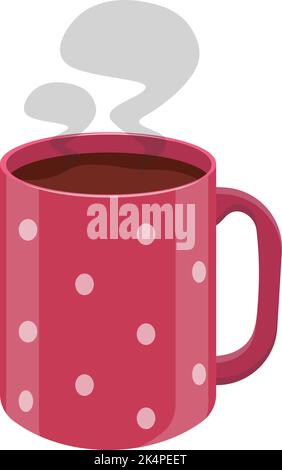 Pink coffee mug with dots, illustration, vector on a white background. Stock Vector