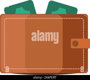 Leather wallet, illustration, vector on a white background. Stock Vector