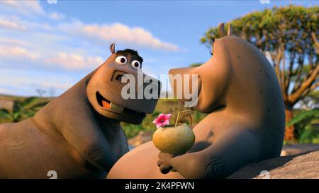 Left to right) Romance is in the air, as watering hole lothario Moto Moto  (will.i.am) woos Gloria the Hippo (JADA PINKETT SMITH) in DreamWorks'  “Madagascar: Escape 2 Africa.” Madagascar: Escape 2 Africa (