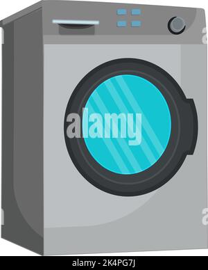 Grey washing machine, illustration, vector on a white background. Stock Vector