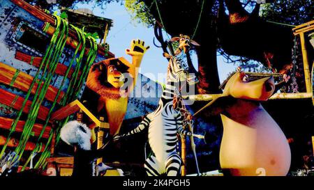 Left to right) A nighttime romantic moment between Gloria the Hippo (JADA  PINKETT SMITH) and watering hole lothario Moto Moto (will.i.am) is  interrupted by Melman (DAVID SCHWIMMER) in DreamWorks' “Madagascar: Escape 2