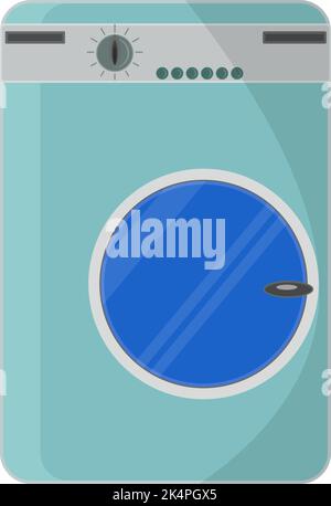 Flat vector illustration of a front load washing machine with a round ...