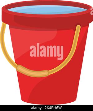 Red water bucket, illustration, vector on a white background. Stock Vector