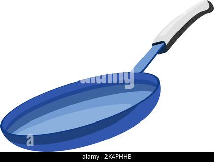 Blue frying pan, illustration, vector on a white background. Stock Vector