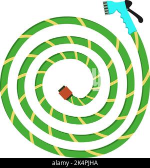Green watering hose, illustration, vector on a white background. Stock Vector