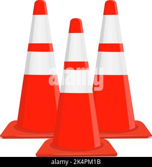 Red traffic cones, illustration, vector on a white background. Stock Vector