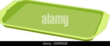 Green plastic tray, illustration, vector on a white background. Stock Vector
