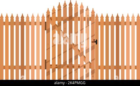 Wooden fence, illustration, vector on a white background. Stock Vector