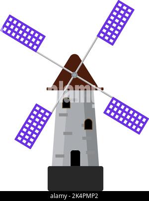 Windmill, illustration, vector on a white background. Stock Vector