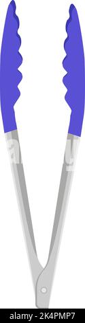 Purple kitchen tongs, illustration, vector on a white background. Stock Vector