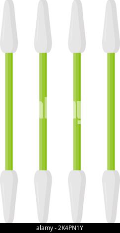Green cotton buds, illustration, vector on a white background. Stock Vector