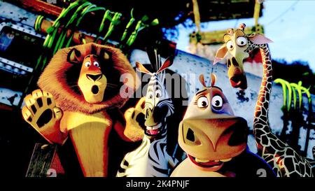 LION,ZEBRA,HIPPO,MELMAN, MADAGASCAR: ESCAPE 2 AFRICA, 2008 Stock Photo