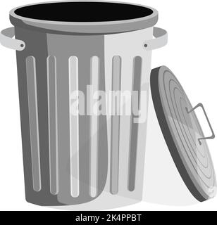 Grey trashbin, illustration, vector on a white background. Stock Vector