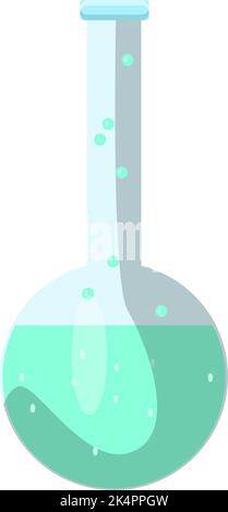 Green flask bottle, illustration, vector on a white background. Stock Vector