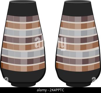 Clay vases, illustration, vector on a white background. Stock Vector