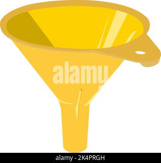 Yellow plastic funnel, illustration, vector on a white background. Stock Vector