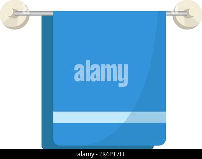 Simple blue bathroom towel, illustration, vector on a white background. Stock Vector