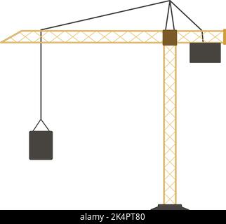 Tower crane, illustration, vector on a white background. Stock Vector