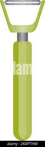 Green vegetable peeler, illustration, vector on a white background. Stock Vector