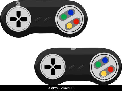 Black game controllers, illustration, vector on a white background. Stock Vector