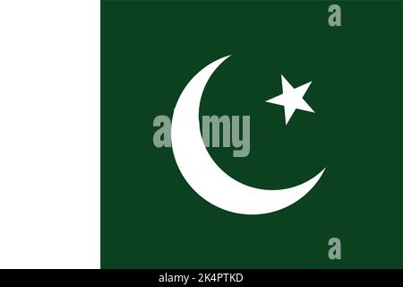 Official Pakistani Flag. Pakistan flag, correct colors and proportion, accurate vector illustration. Stock Vector