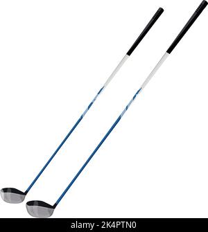 Blue golf clubs, illustration, vector on a white background. Stock Vector