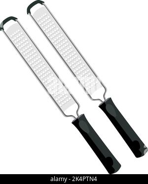 Two thin graters, illustration, vector on a white background. Stock Vector