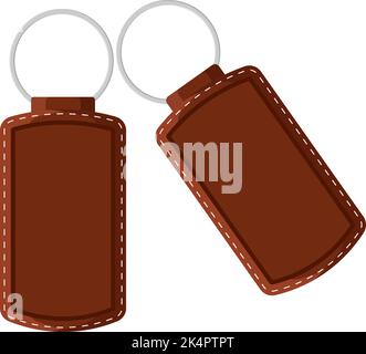 Two leather keychains, illustration, vector on a white background. Stock Vector