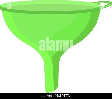 Green plastic funnel, illustration, vector on a white background. Stock Vector