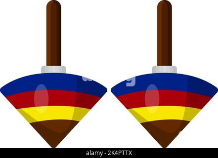 Colorful trompo spinner, illustration, vector on a white background. Stock Vector