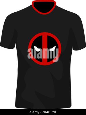 Black deadpool tshirt, illustration, vector on a white background. Stock Vector