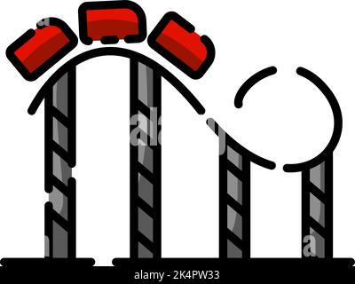 Amusment park roller coaster, illustration, vector on a white background. Stock Vector