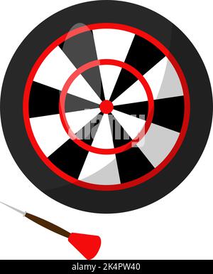 Black Dart board, illustration, vector on a white background. Stock Vector
