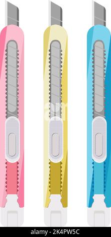 Utility knife, illustration, vector on a white background. Stock Vector