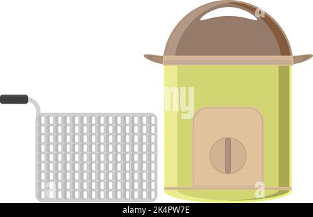Green deep fryer, illustration, vector on a white background. Stock Vector