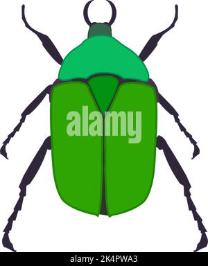 Green beetle bug, illustration, vector on a white background. Stock Vector