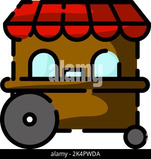 Amusment park ticket booth, illustration, vector on a white background. Stock Vector