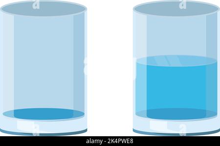Two glasses of water, illustration, vector on a white background. Stock Vector