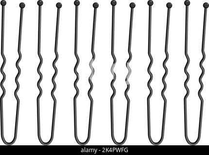 Decorative black hairpins, illustration, vector on a white background. Stock Vector