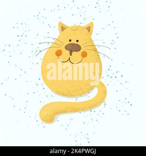 Cute cartoon cat. Funny hand drawing cat. Stock Vector