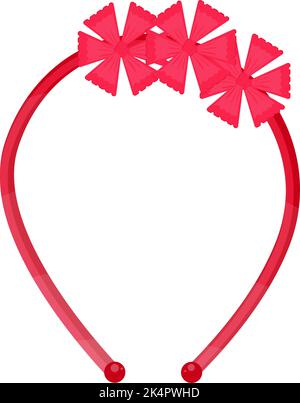 Red hair band with flowers, illustration, vector on a white background. Stock Vector