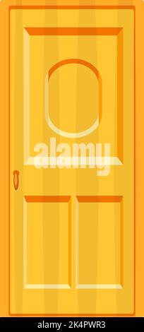 Yellow wooden door, illustration, vector on a white background. Stock Vector